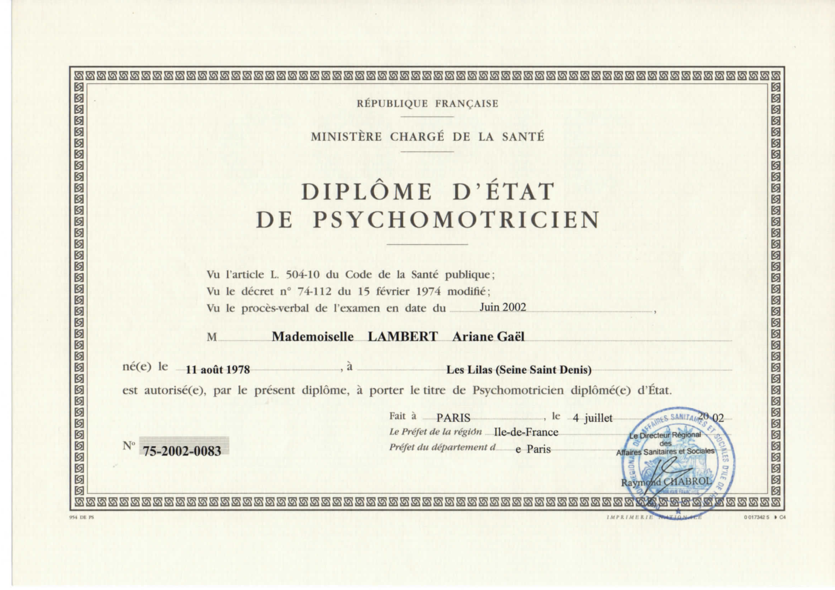 Diplôme d'État de psychomotricienne